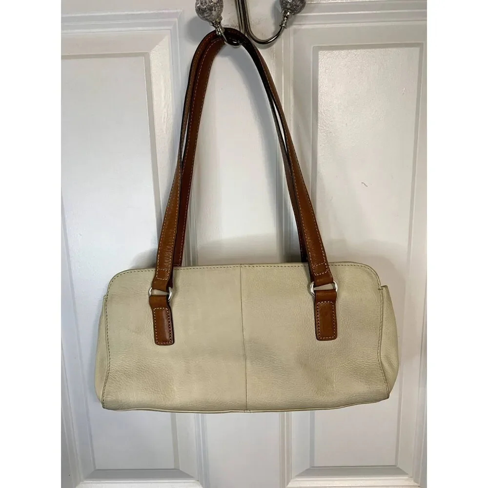 Fossil Cream Shoulder Bag with Brown Handles